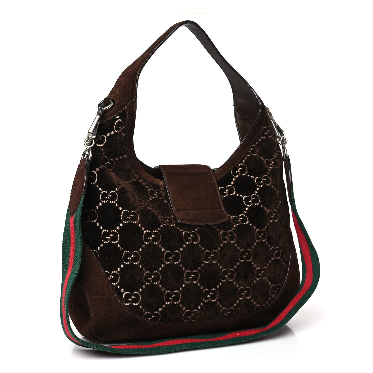 Gucci Velvet GG Monogram Web Medium Dionysus Hobo Brown 3 of 9