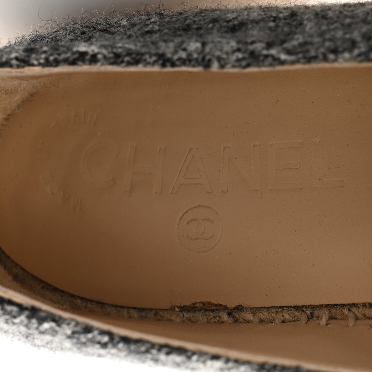 Wool Velvet CC Espadrilles 37 Grey Black
