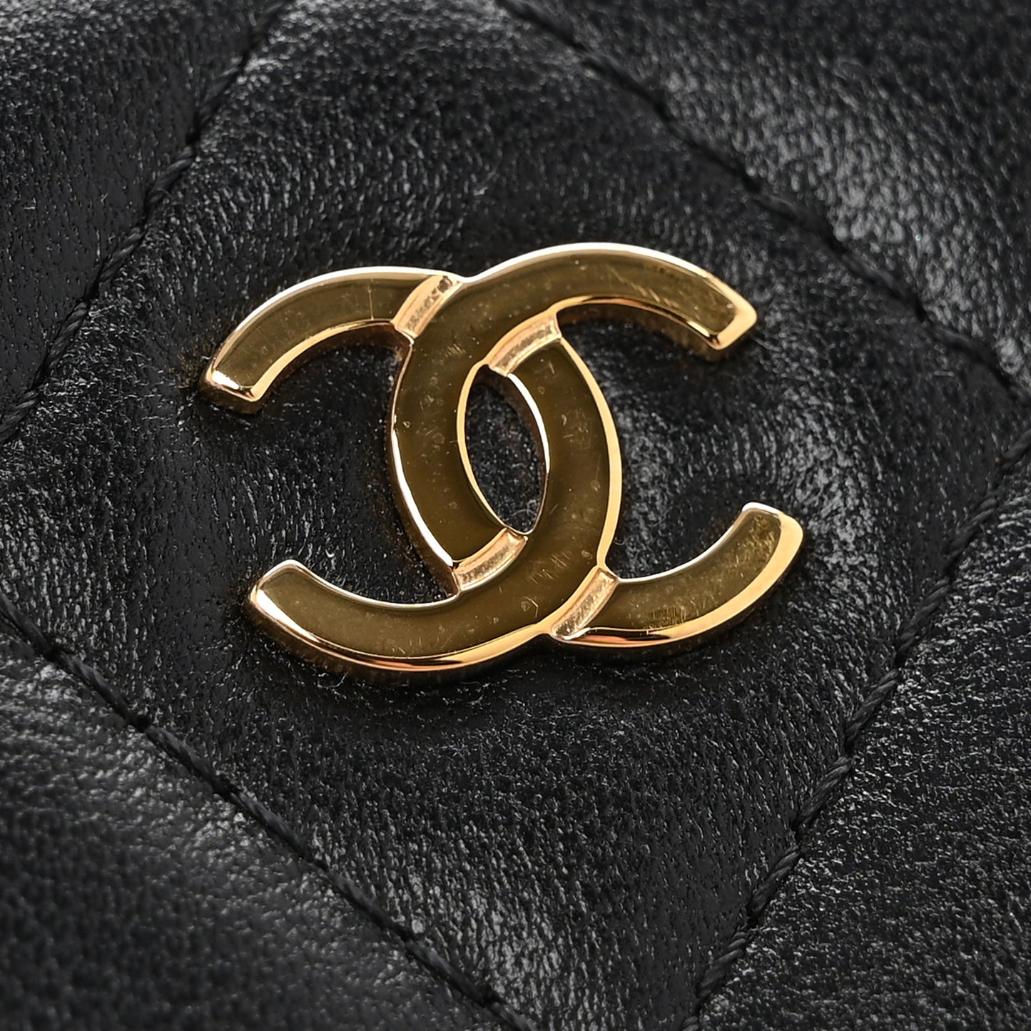 Lambskin Quilted Zip Coin Purse Black