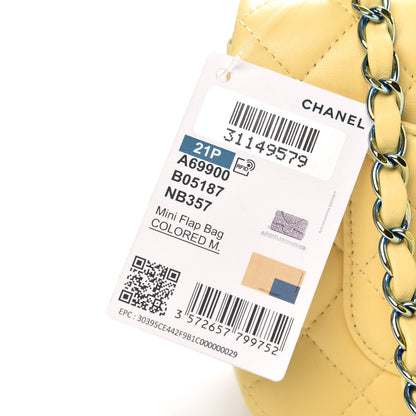 Chanel Lambskin Quilted Mini Rectangular Flap Yellow Blue 9 of 12