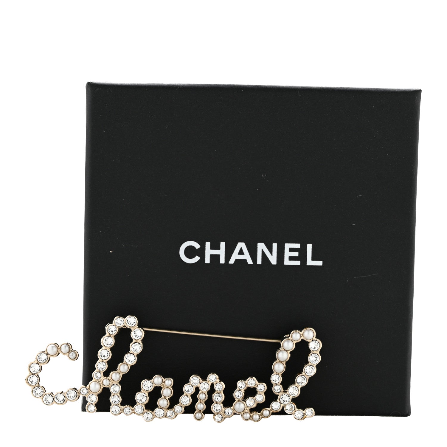 Chanel Metal Glass Swirling Pearls Brooch Pin Gold 4 of 4
