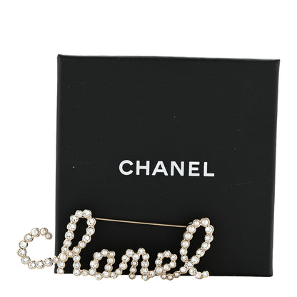 Chanel Metal Glass Swirling Pearls Brooch Pin Gold 4 of 4