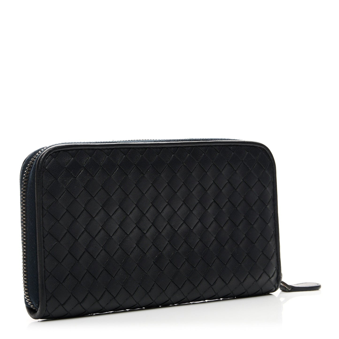 Nappa Intrecciato Zip Around Wallet Black