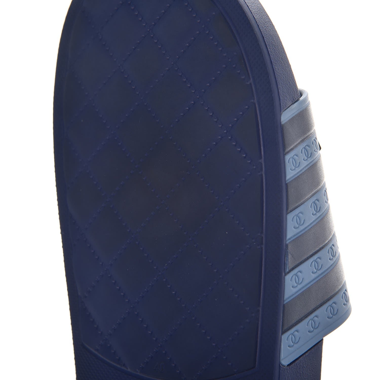 Chanel Rubber CC Flat Slide Sandals 40.5 Blue 8 of 11
