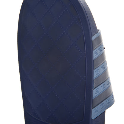 Chanel Rubber CC Flat Slide Sandals 40.5 Blue 8 of 11