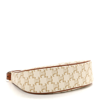 Celine Canvas Calfskin Ava Triomphe Shoulder Bag White 4 of 11