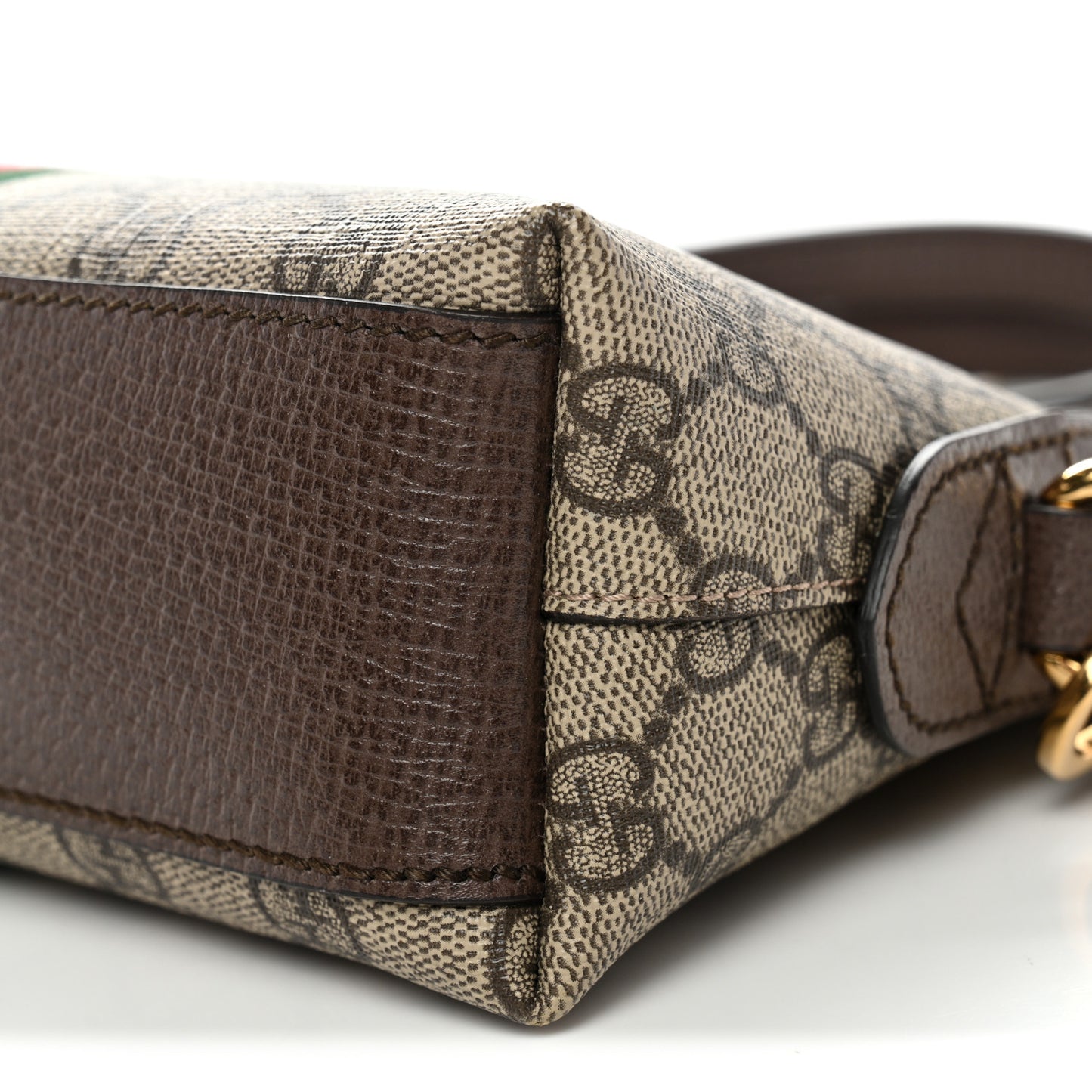 GG Supreme Monogram Textured Dollar Calfskin Web Small Ophidia Dome Shoulder Bag Beige Ebony New Acero