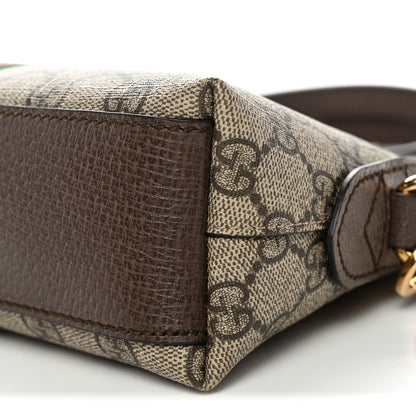 Gucci GG Supreme Monogram Textured Dollar Calfskin Web Small Ophidia Dome Shoulder Bag Beige Ebony New Acero 10 of 11