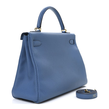 Hermes Togo Kelly Retourne 32 Azur 3 of 11