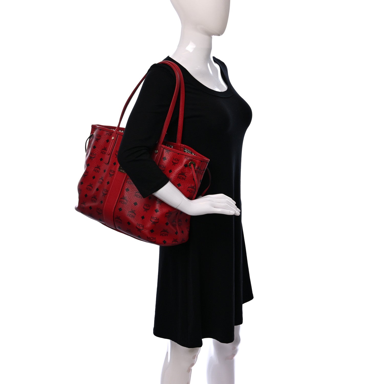 MCM Visetos Medium Liz Reversible Shopper Tote Ruby Red 2 of 31