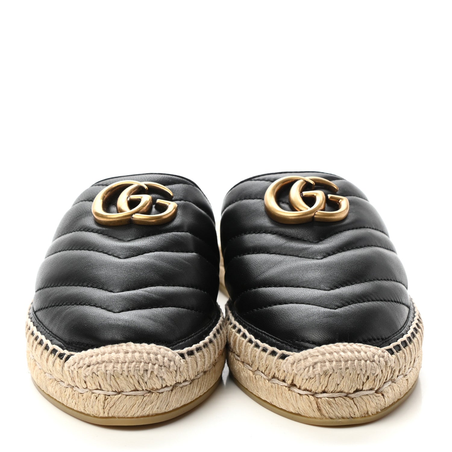 Gucci Nappa Matelasse GG Marmont Espadrille Slippers 37 Black 2 of 8