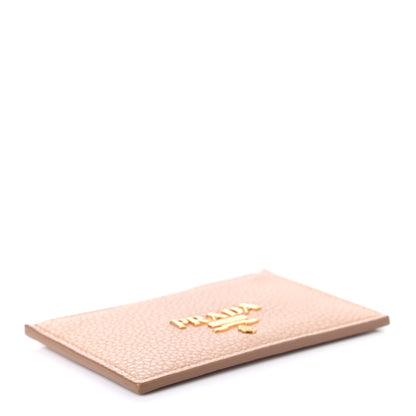 Prada Vitello Grain Metal Card Holder Cipria 4 of 7