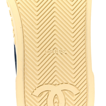 Chanel Crepe Suede Lace Up Sneakers 35.5 Navy 7 of 10