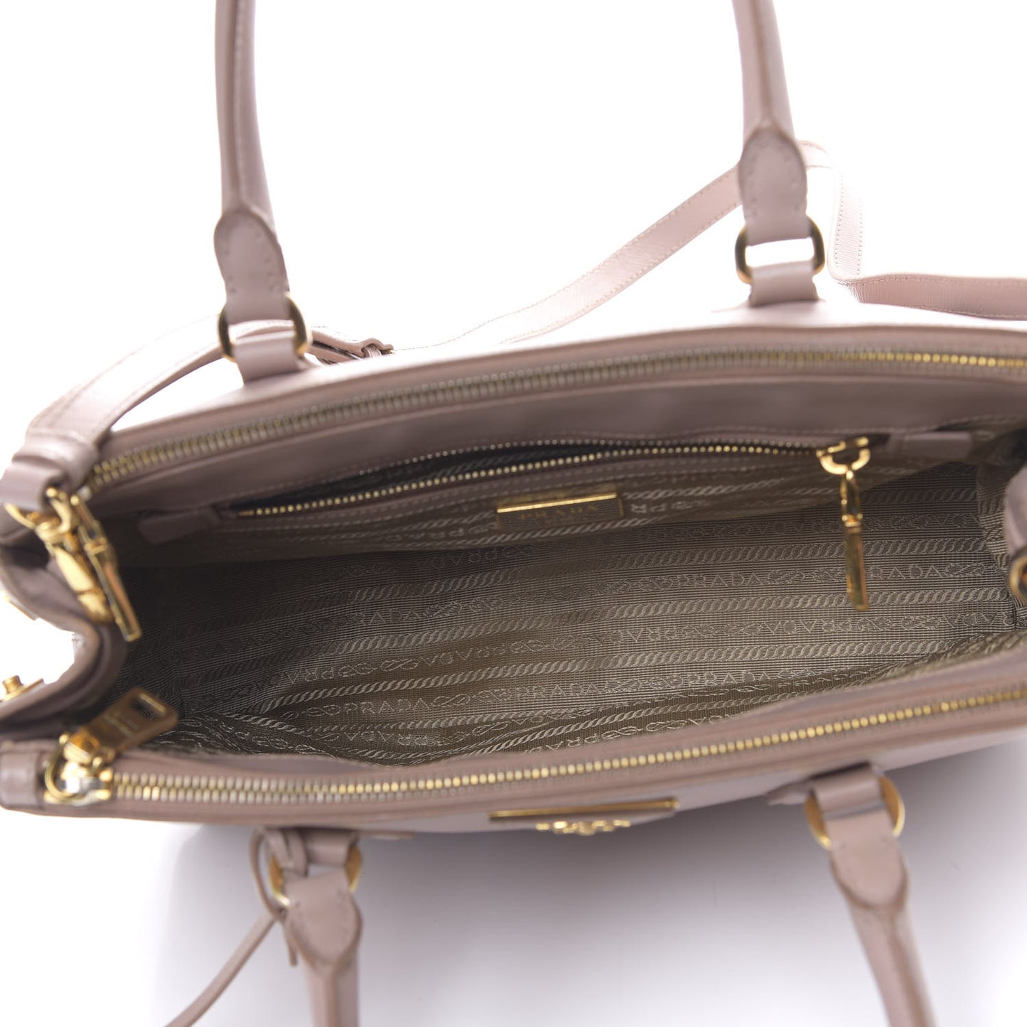 Saffiano Small Galleria Double Zip Tote Argilla