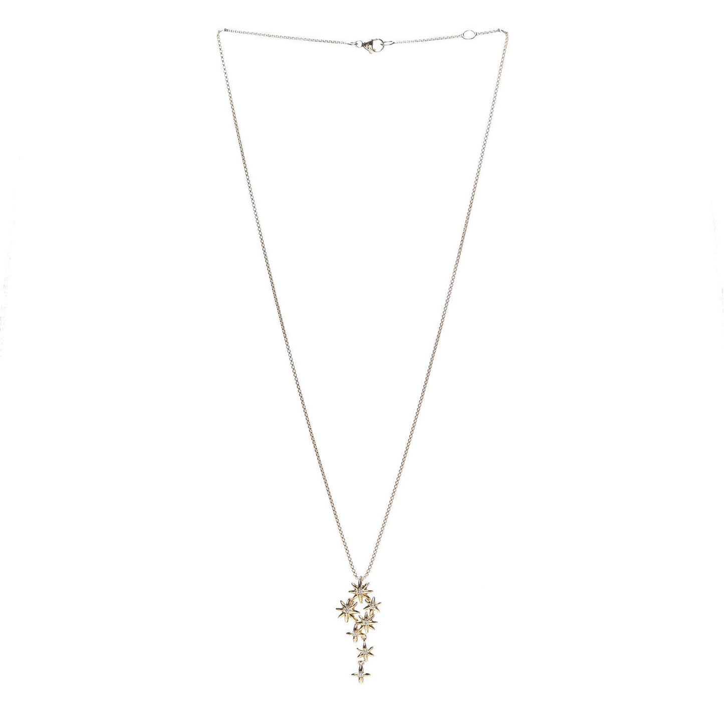 18K Yellow Gold Diamond Starburst Constellation Drop Necklace