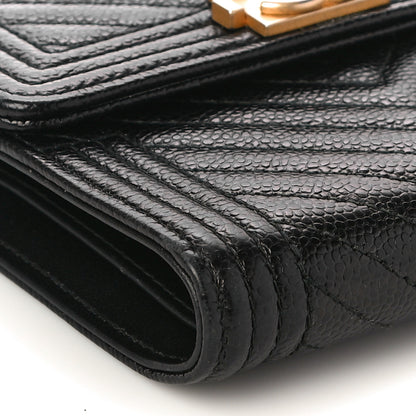 Chanel Caviar Chevron Quilted Boy Compact Wallet Black 10 of 12