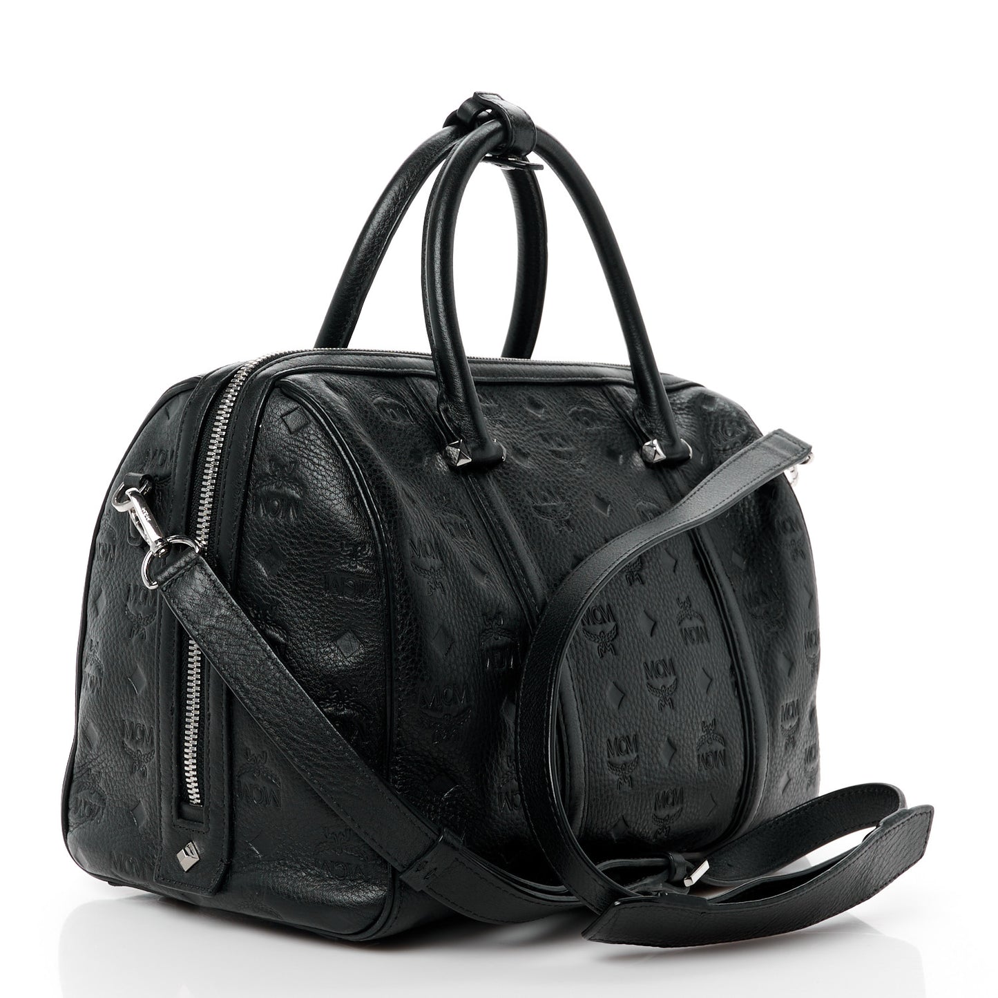 Calfskin Ottomar Monogram Medium Boston Bag Black