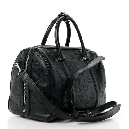 MCM Calfskin Ottomar Monogram Medium Boston Bag Black 3 of 11
