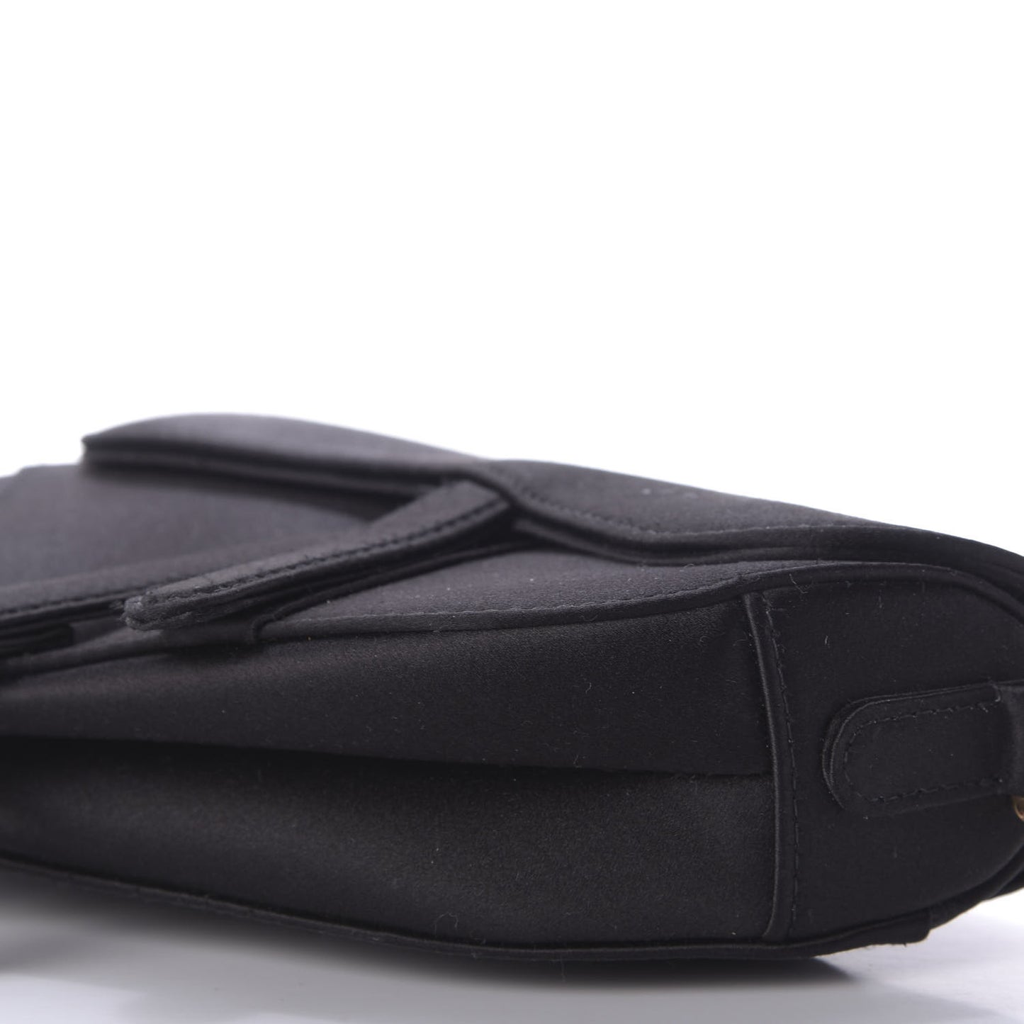 Satin Crystal Mini Saddle Bag Black