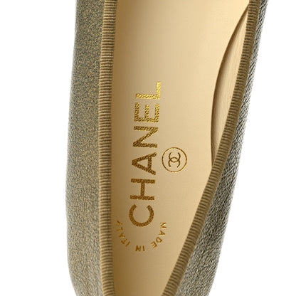 Chanel Metallic Calfskin Cap Toe CC Ballerina Flats 36.5 Gold 8 of 10
