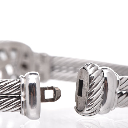 David Yurman Sterling Diamond Prasiolite 10mm Albion Cable Bracelet 5 of 5