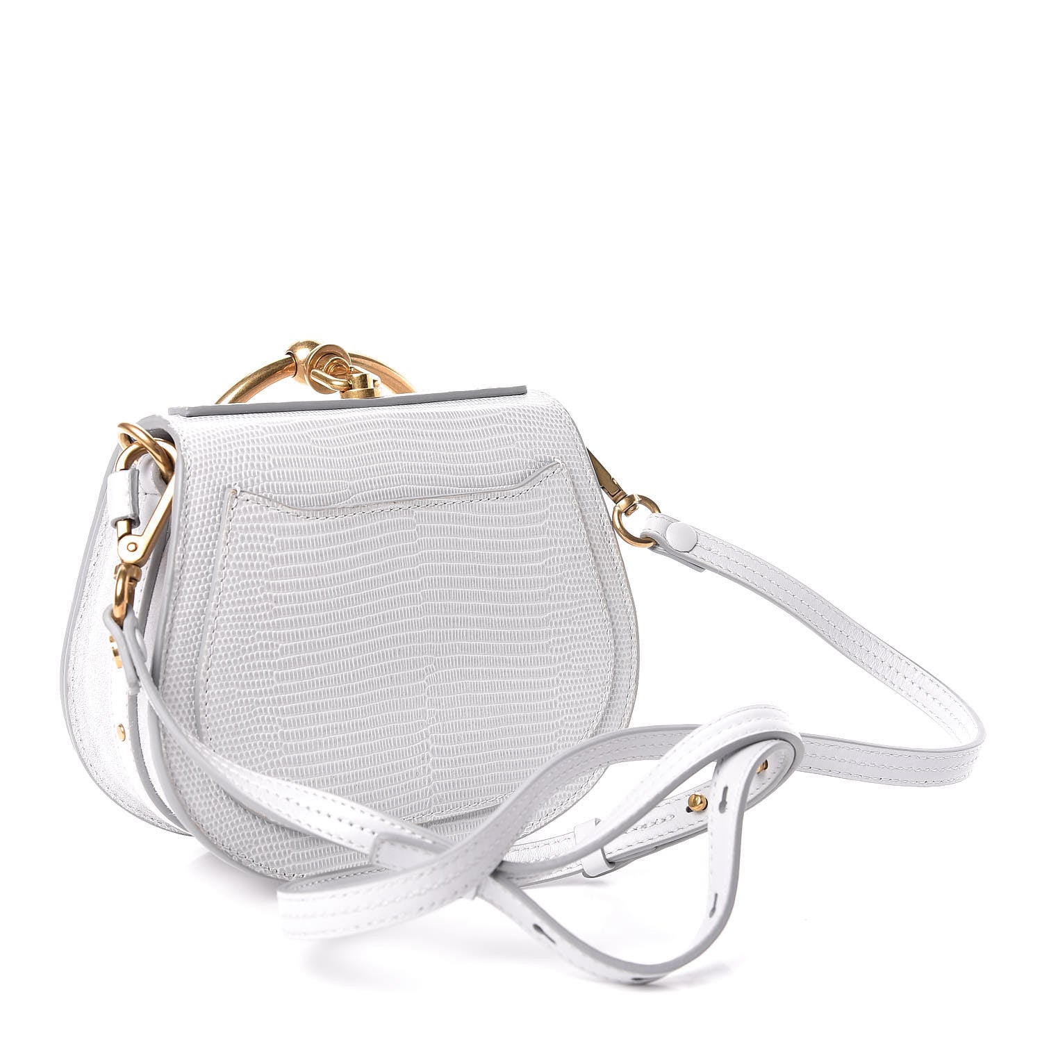 Chloe Calfskin Suede Lizard Embossed Small Nile Bracelet Bag Light Cloud 3 of 9