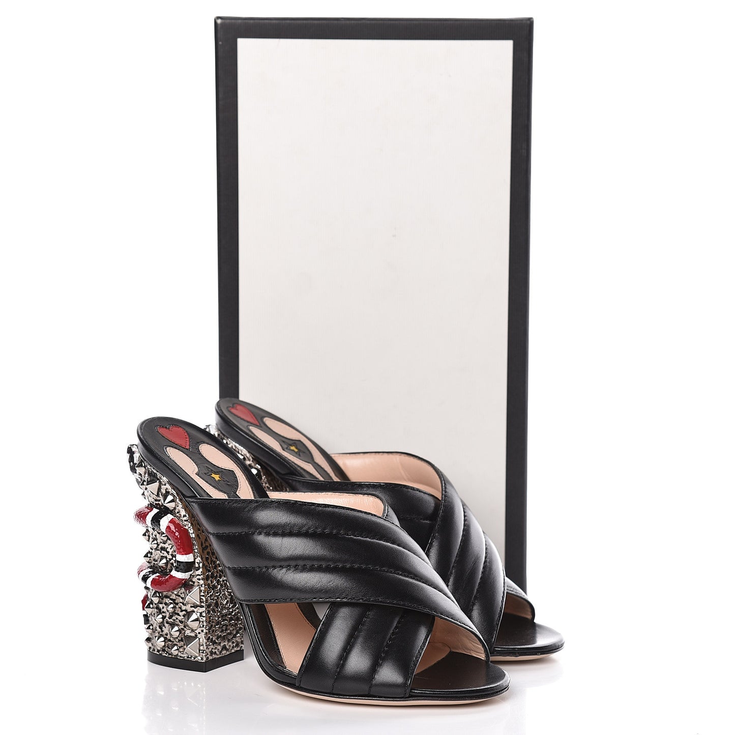 Malaga Kid Kingsnake Webby Crossover High Heel Slide Sandals 37.5 Black