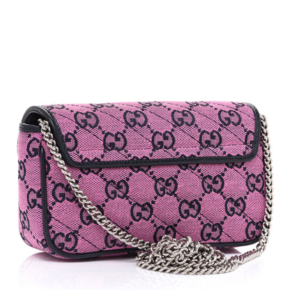 Gucci Monogram Multicolor Matelasse Diagonal Super Mini GG Marmont Shoulder Bag Pink Blue 3 of 9