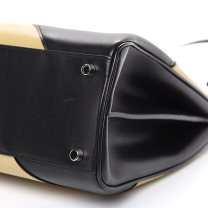 Gucci Smooth Calfskin Diagonal Striped Medium Zumi Top Handle Bag Black Beige 10 of 10