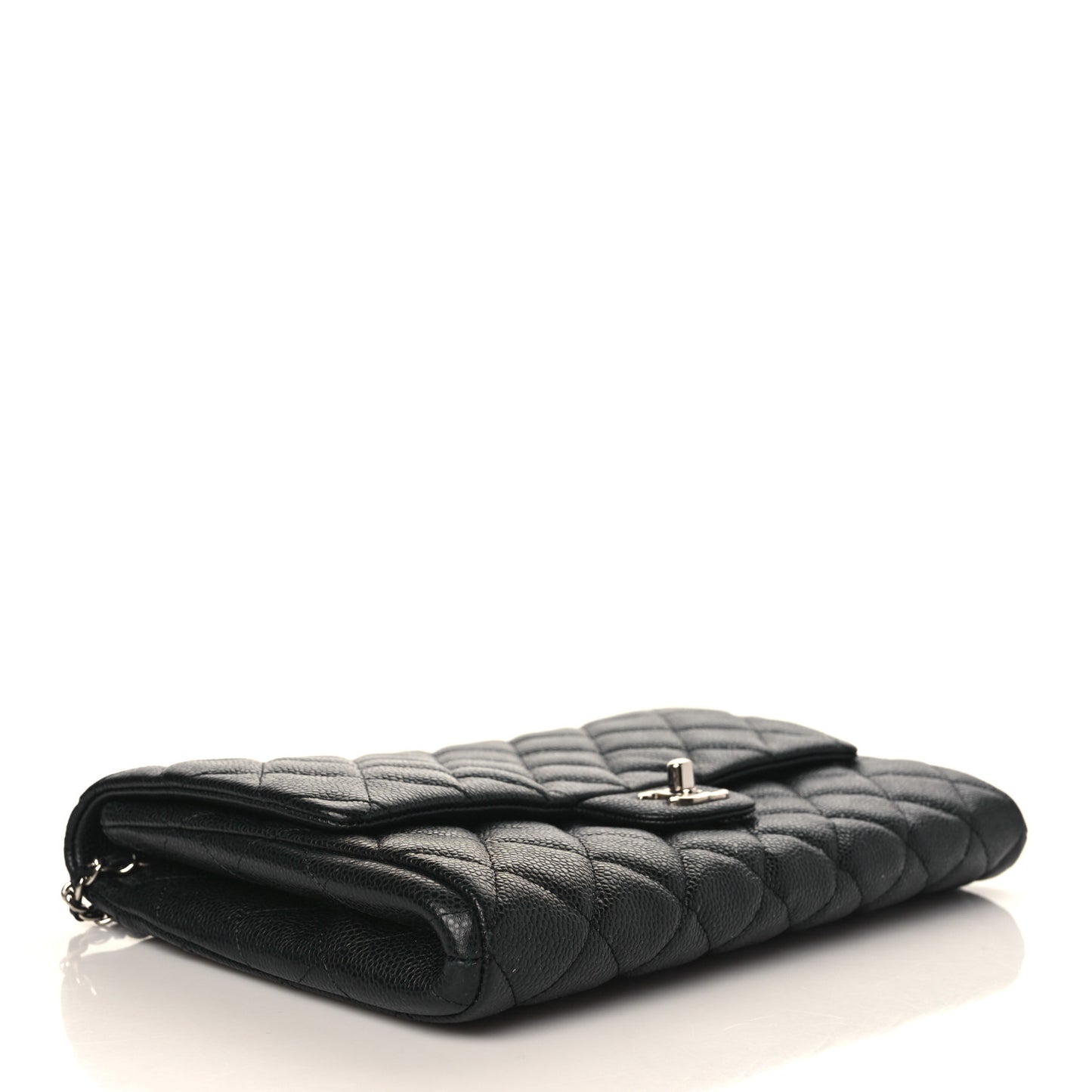Caviar Quilted Clutch With Chain Flap Black