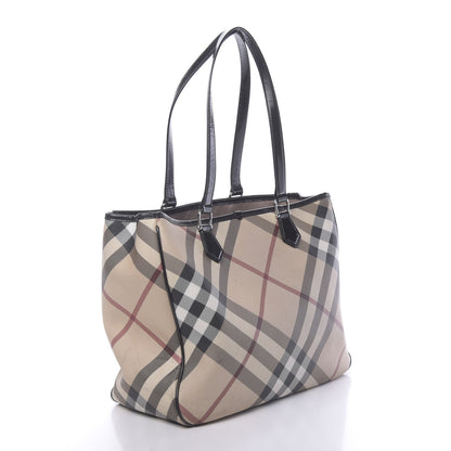 Burberry Patent Trim Nova Check Tote Black 3 of 28