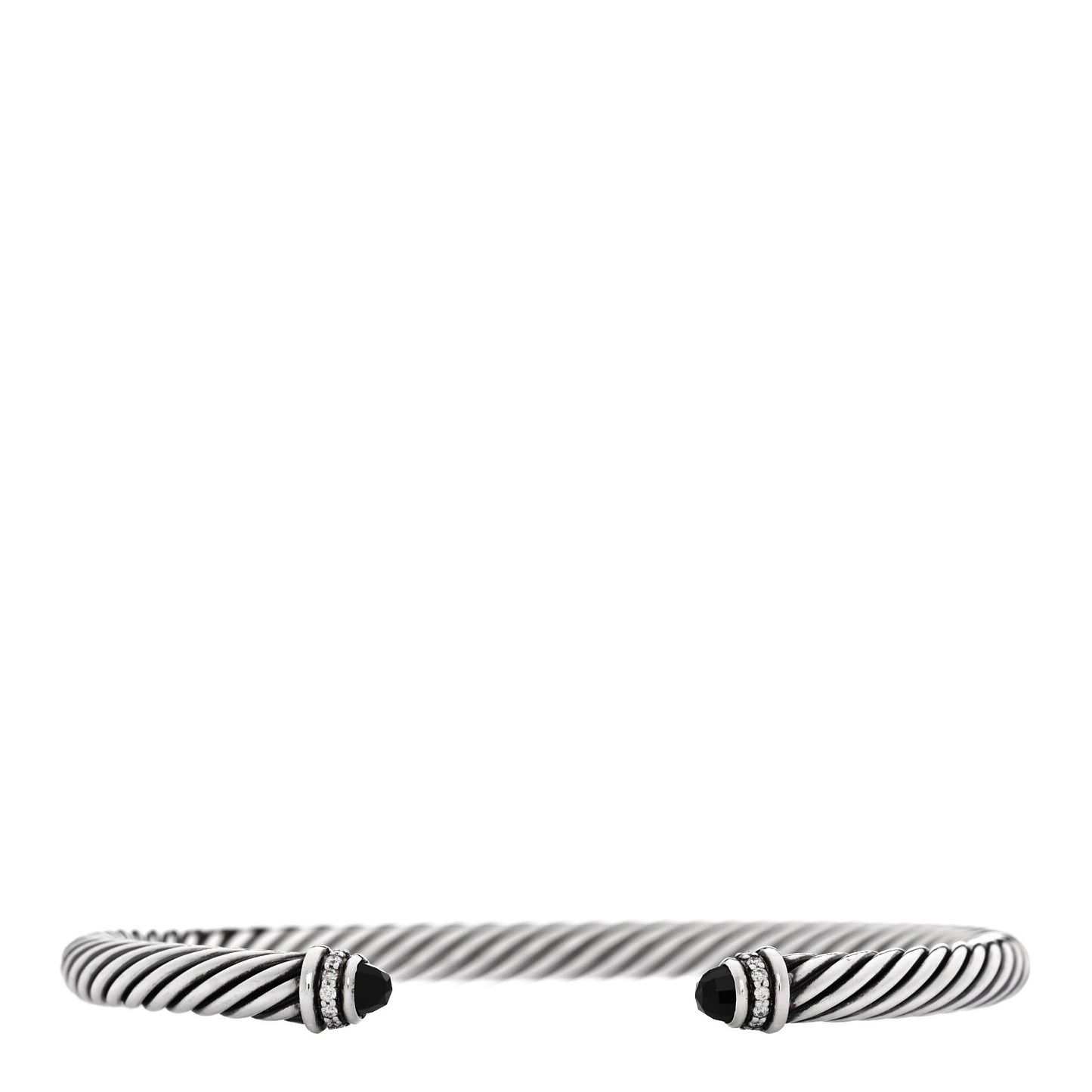 Sterling Silver Diamond Black Onyx 5mm Cable Classics Bracelet