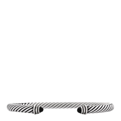 David Yurman Sterling Silver Diamond Black Onyx 5mm Cable Classics Bracelet 1 of 4