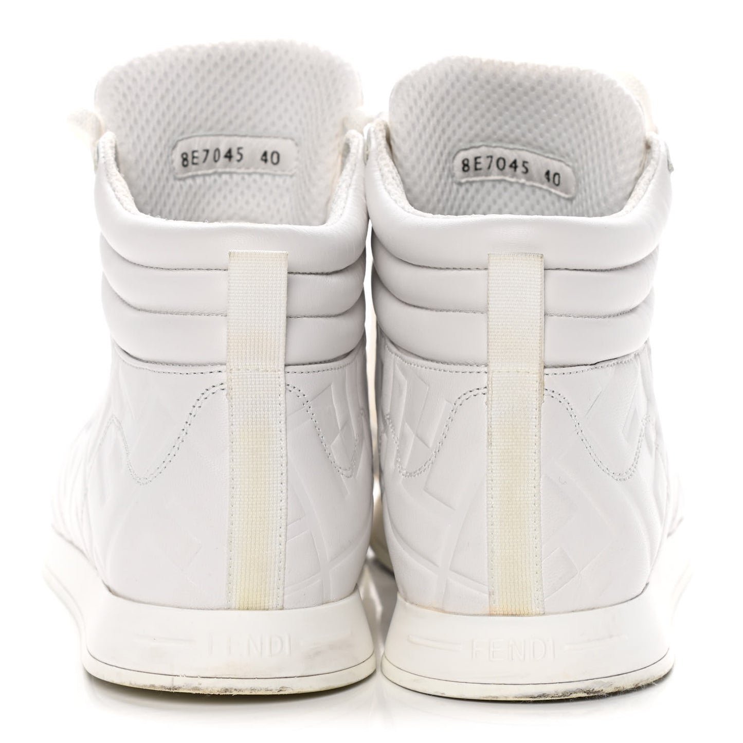Nappa Macro FF Embossed Womens High Top Sneakers 40 White Ice