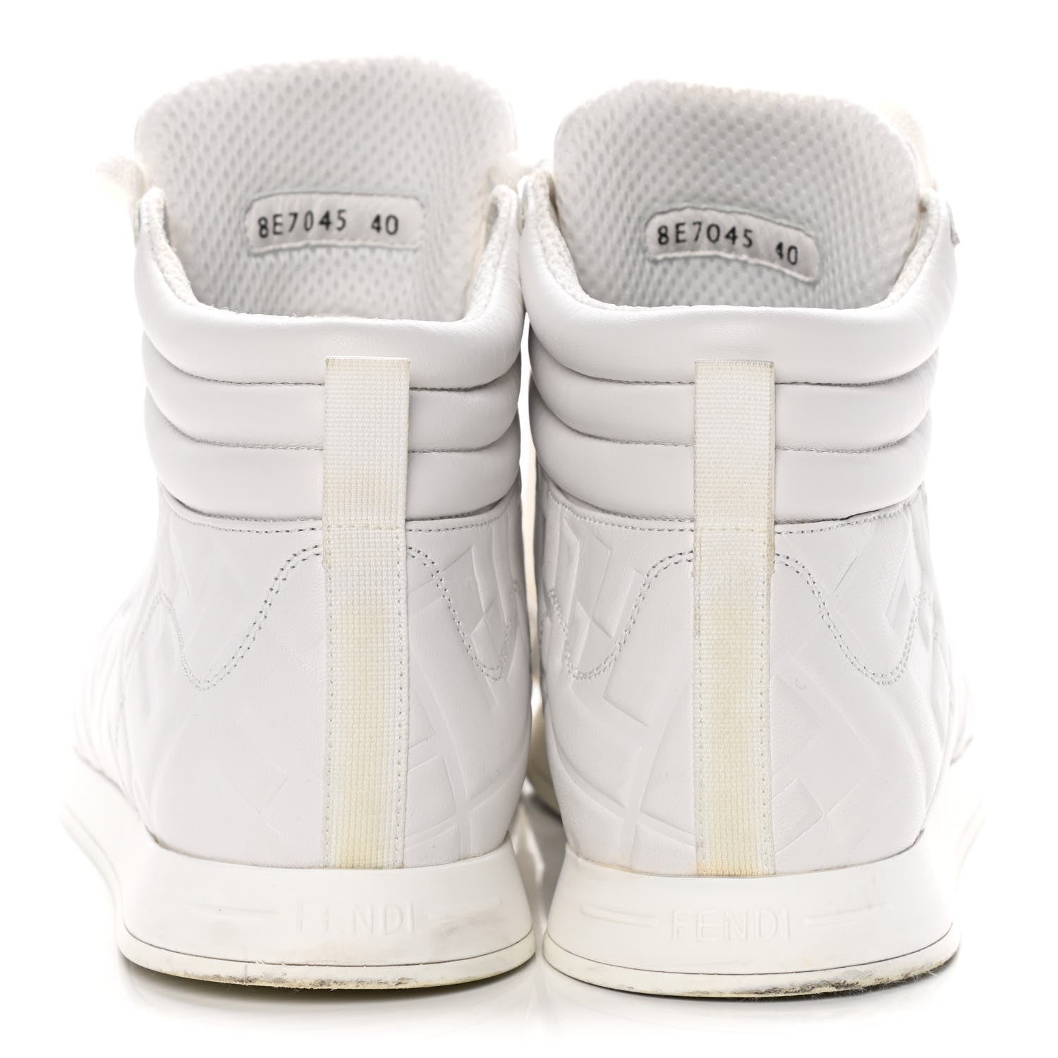 Fendi Nappa Macro FF Embossed Womens High Top Sneakers 40 White Ice 6 of 15