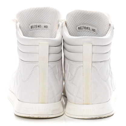 Fendi Nappa Macro FF Embossed Womens High Top Sneakers 40 White Ice 6 of 15