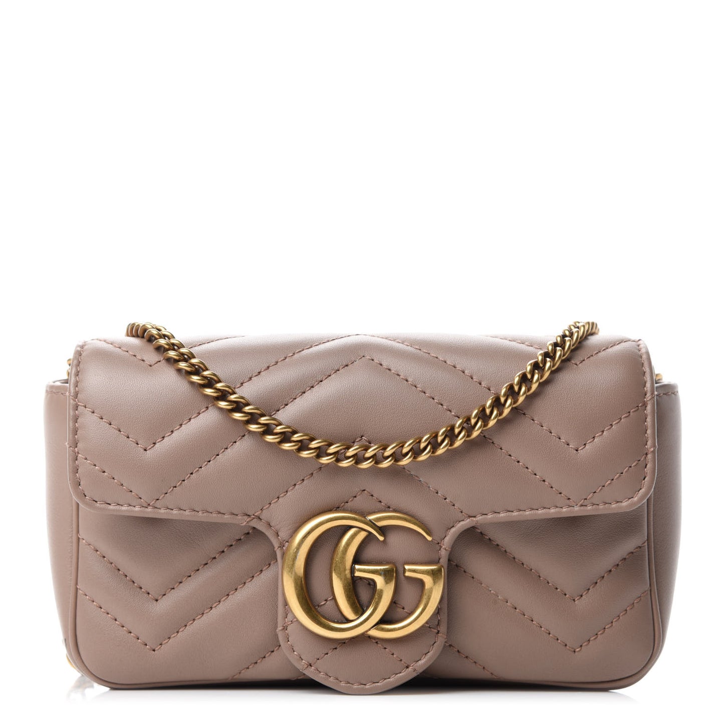 Calfskin Matelasse Super Mini GG Marmont Shoulder Bag Porcelain Rose