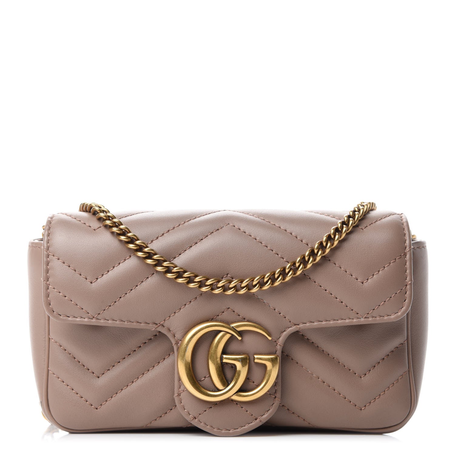 Gucci Calfskin Matelasse Super Mini GG Marmont Shoulder Bag Porcelain Rose 1 of 13