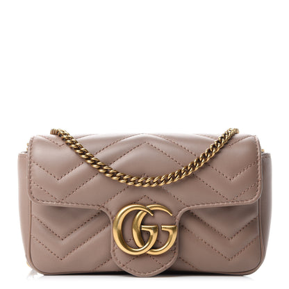 Gucci Calfskin Matelasse Super Mini GG Marmont Shoulder Bag Porcelain Rose 1 of 13