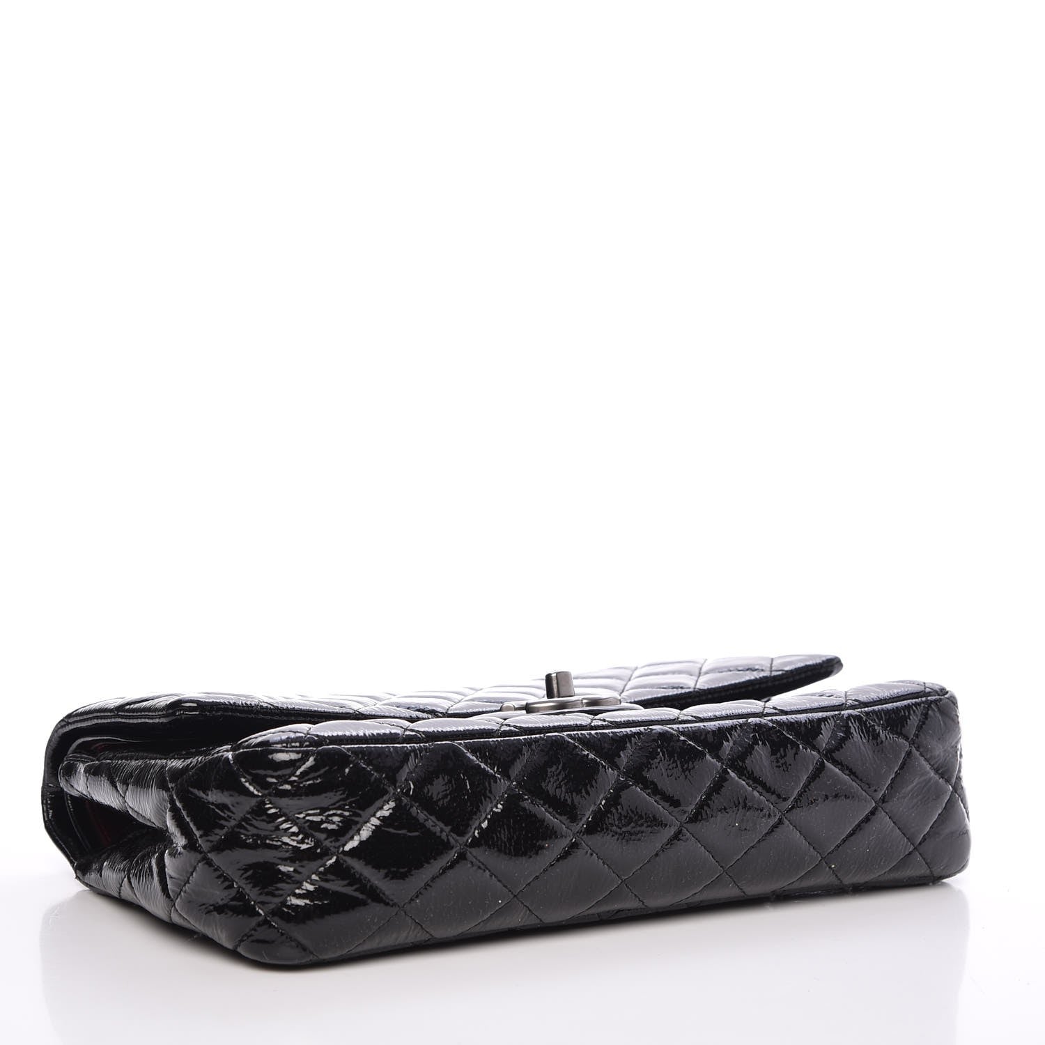 Chanel Distressed Patent Quilted Medium Double Flap Black 4 of 7