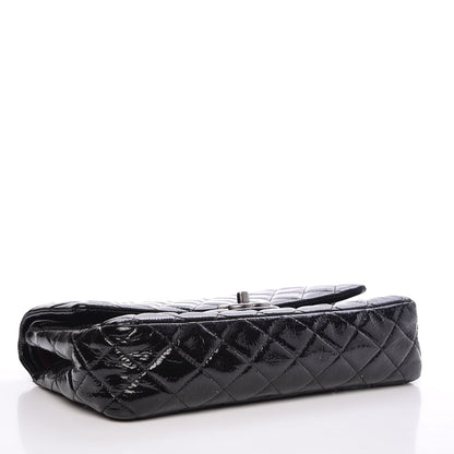 Chanel Distressed Patent Quilted Medium Double Flap Black 4 of 7