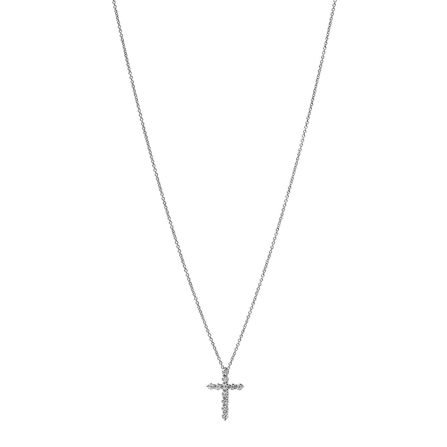 Platinum Diamond Small Cross Pendant Necklace