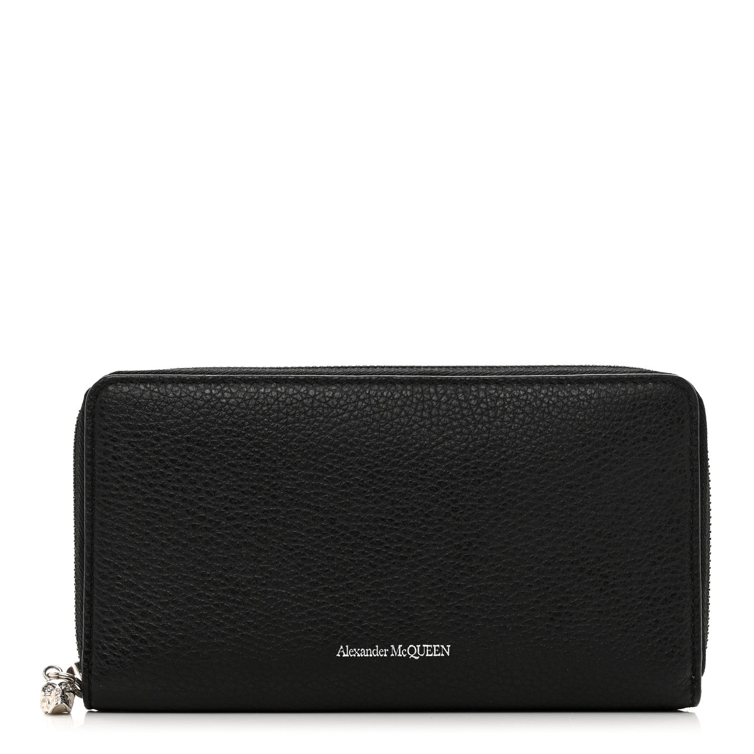 Alexander McQueen Pebbled Calfskin Skull Continental Zip Wallet Black 1 of 7