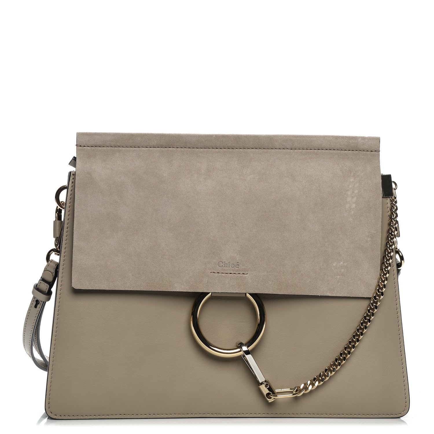 Chloe Calfskin Suede Medium Faye Shoulder Bag Motty Grey 1 of 6