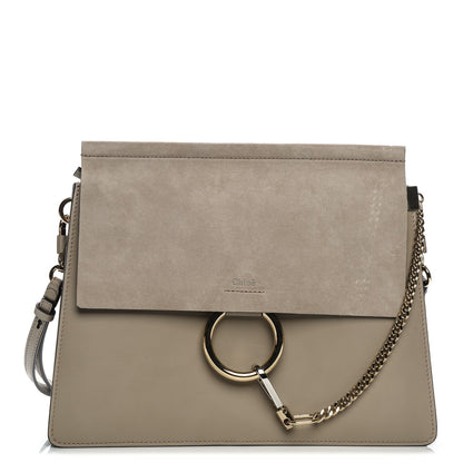 Chloe Calfskin Suede Medium Faye Shoulder Bag Motty Grey 1 of 6