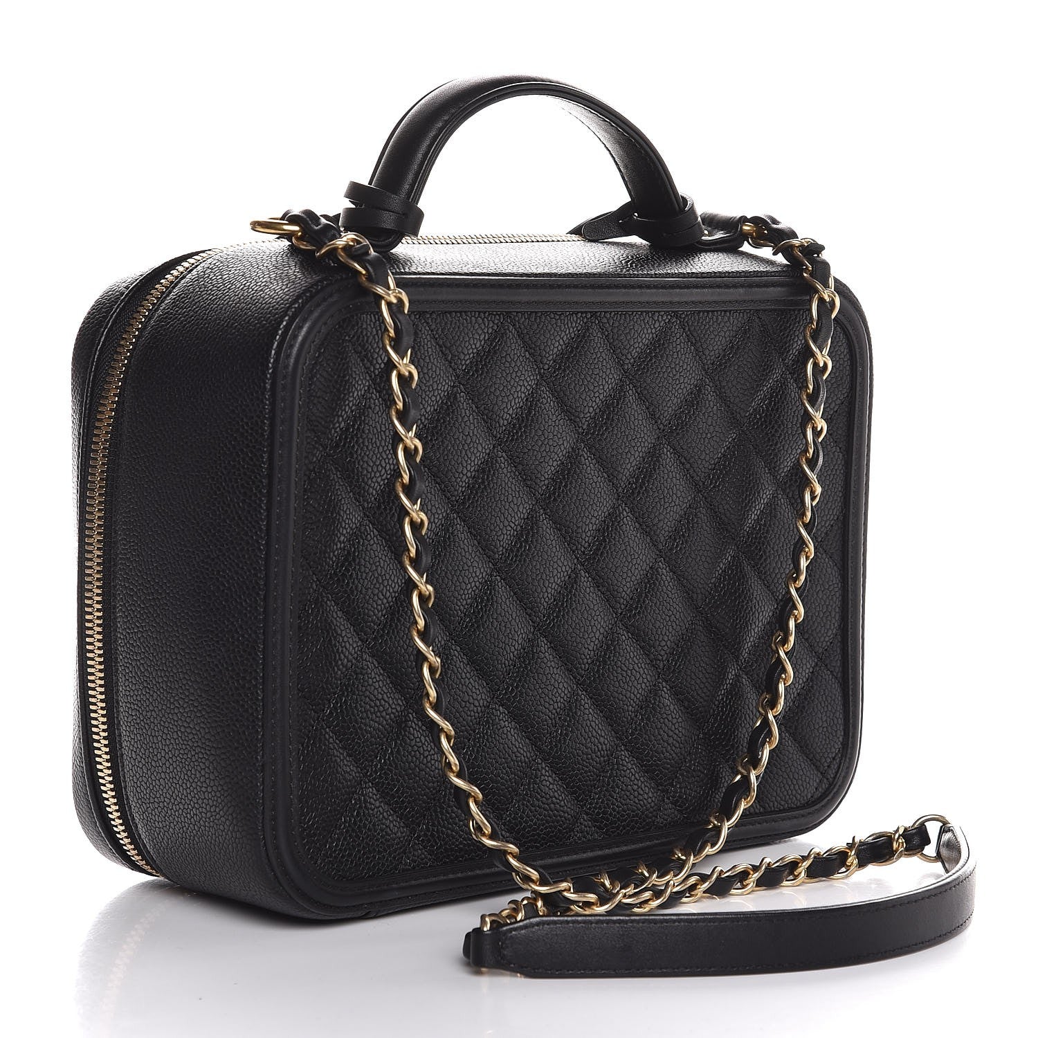 Chanel Caviar Quilted Large CC Filigree Vanity Case Black 3 of 6