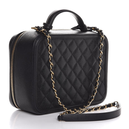 Chanel Caviar Quilted Large CC Filigree Vanity Case Black 3 of 6