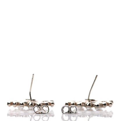 Chanel Pearl Crystal CC Earrings Light Gold 3 of 5