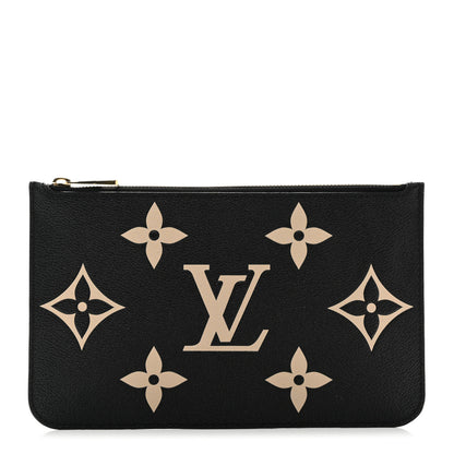 Louis Vuitton Empreinte Monogram Giant Neverfull MM Pochette Black Beige 1 of 7