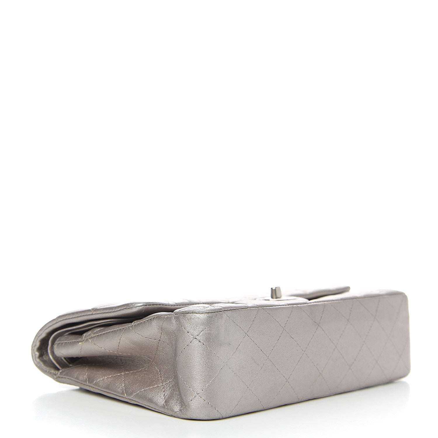 Chanel Metallic Lambskin Quilted Medium Double Flap Silver 3 of 9